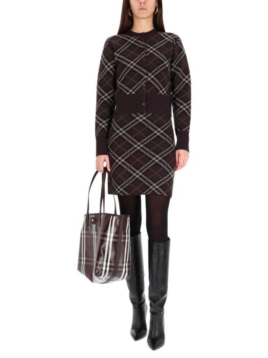 25FW 버버리 체크 울 캐시미어 스커트 8114203 B2412 BROWN - BURBERRY