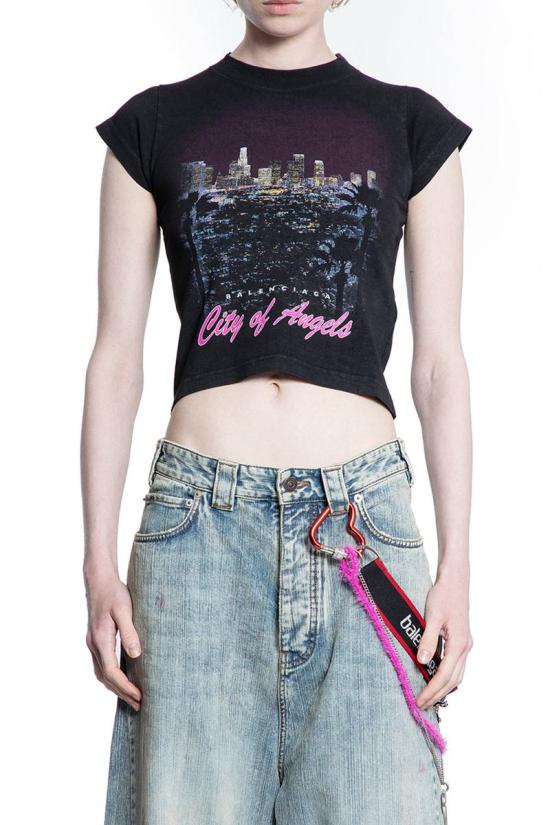 25FW 발렌시아가 반팔 티셔츠 807341TSVR5 1041 Black