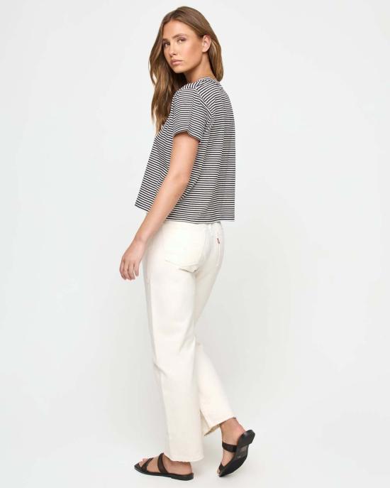  엘스페이스 반팔 티셔츠 LSpace 올데이 탑 블랙 크림 - L SPACE