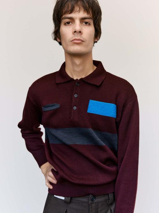  쥐알텐케이 폴로 티셔츠 Gr10 K 마호가니 울 작업복 폴로