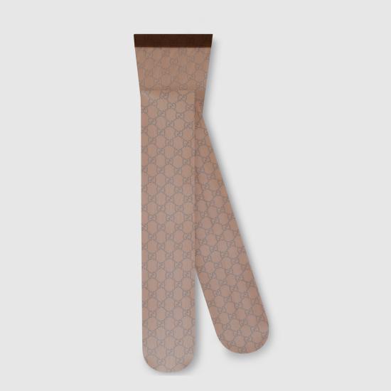 25FW 구찌 프린티드 스트레치 나일론 타이즈 8497203GAN92500 Brown - GUCCI