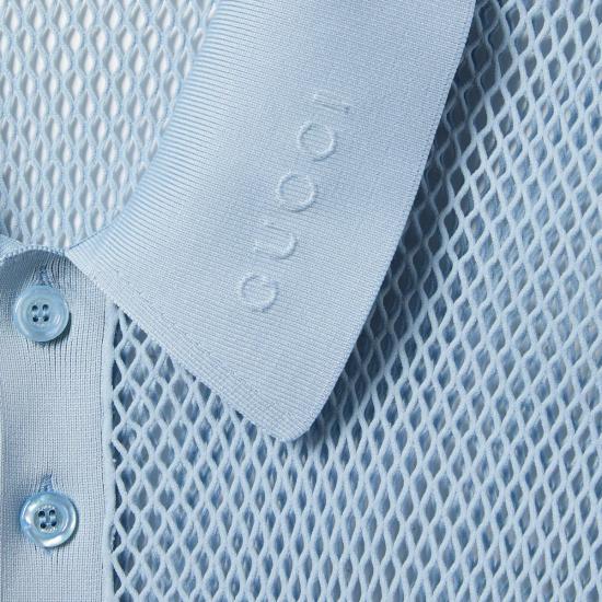 25SS 구찌 테크니컬 메쉬 클래식 칼라 티셔츠 821084XKEPG4465 Light blue - GUCCI