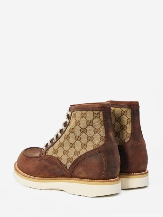 25FW 구찌 라운드 토 레이스업 앵클 부츠 831149AAEZE2541 Brown - GUCCI