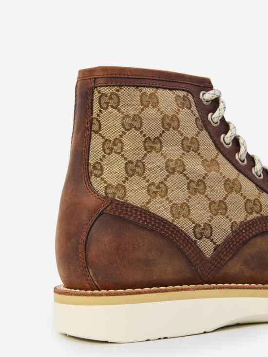 25FW 구찌 라운드 토 레이스업 앵클 부츠 831149AAEZE2541 Brown - GUCCI