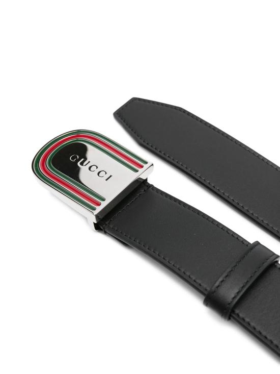 25FW 구찌 에나멜 웹 디테일 버클 벨트 838647DAAAT1043 Black - GUCCI