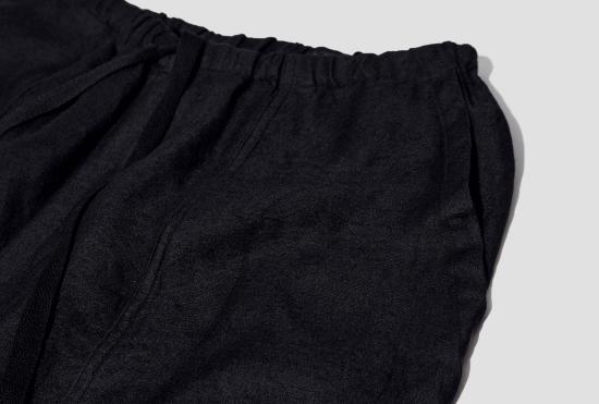 25FW 코모리 스트레이트 팬츠 리넨 새틴 드로스트링 팬츠 B01-03019 블랙 - COMOLI