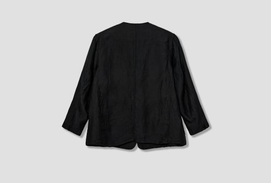 25FW 코모리 자켓 리넨 새틴 노칼라 재킷 B01-01029 블랙 - COMOLI