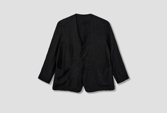 25FW 코모리 자켓 리넨 새틴 노칼라 재킷 B01-01029 블랙