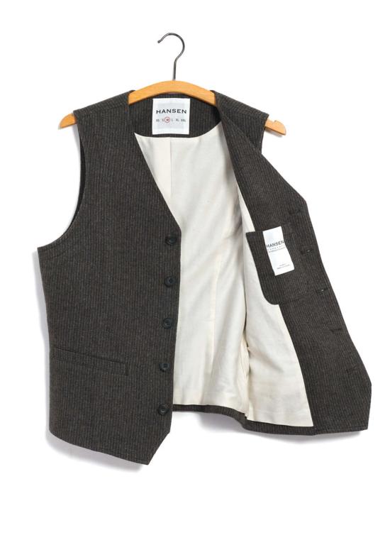  한센 가먼츠 베스트 크누드 조끼 브라운 울 핀 - HANSEN GARMENTS