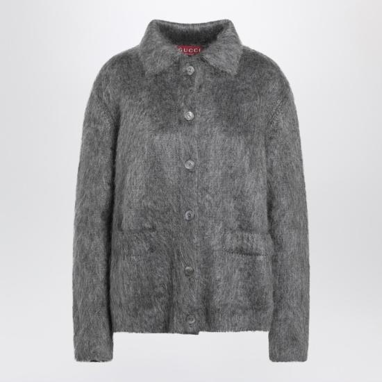 구찌 브러시드 엑스트라 파인 모헤어 가디건 836767XKE08 Grey