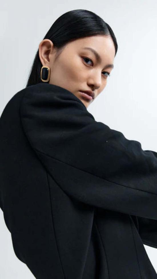  헤븐 메이헴 이어링 리본 귀걸이 블랙/골드 - HEAVEN MAYHEM