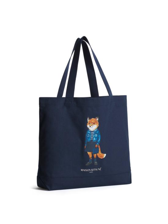 25FW 메종키츠네 드레스드 폭스 토트백 PM05107WW9042 0413 Blue - MAISON KITSUNE