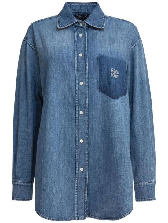 25FW 미우미우 데님 셔츠 GWC12517GGF0076 S OOO Light blue