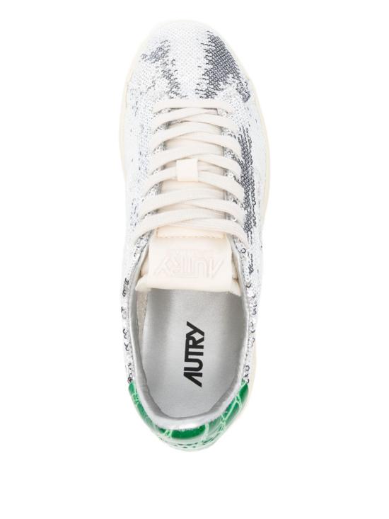 25FW 오트리 달라스 로우 고트스킨 스니커즈 ADLW TI01PAILLET CROSILVER GRN Silver - AUTRY