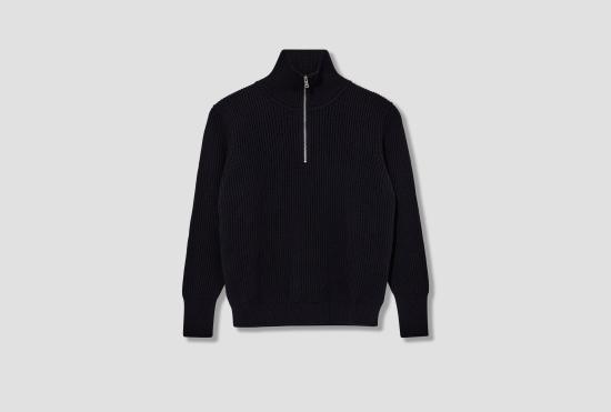25FW 안데르센 안데르센 집업 니트 네이비 하프 지퍼 - G5 / 시그니처 원사 네이비