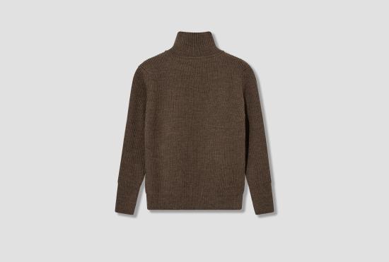 25FW 안데르센 안데르센 집업 니트 네이비 하프지퍼 - G5 / 무염색 원사 라이트 브라운 - ANDERSEN-ANDERSEN