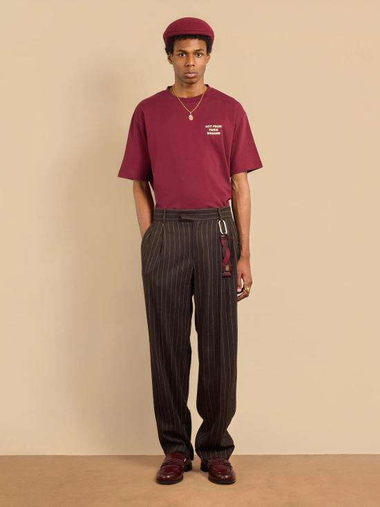 25FW 드롤드무슈 반팔 티셔츠 ITS203CO002WN Burgundy - DROLE DE MONSIEUR