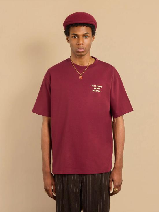 25FW 드롤드무슈 반팔 티셔츠 ITS203CO002WN Burgundy - DROLE DE MONSIEUR