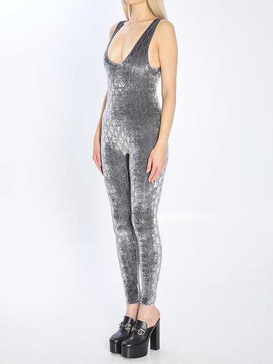 25FW 구찌 GG 크리스탈 엠브로이드 점프수트 850293XUANS1037 GREY - GUCCI