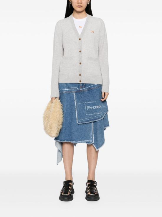 25FW 메종키츠네 베이비 폭스 램스울 박시 가디건 PW00501KT1006H120 GREY - MAISON KITSUNE