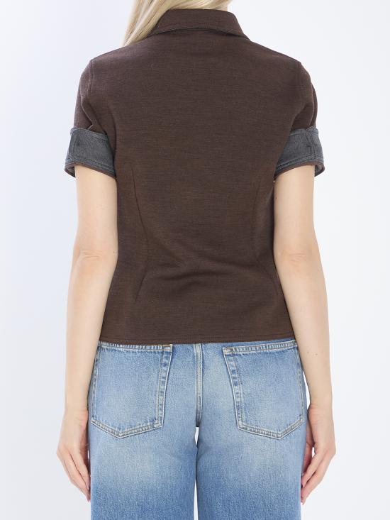 25FW 구찌 울 코튼 저지 셔츠 836442Z7AXV 2063 BROWN - GUCCI