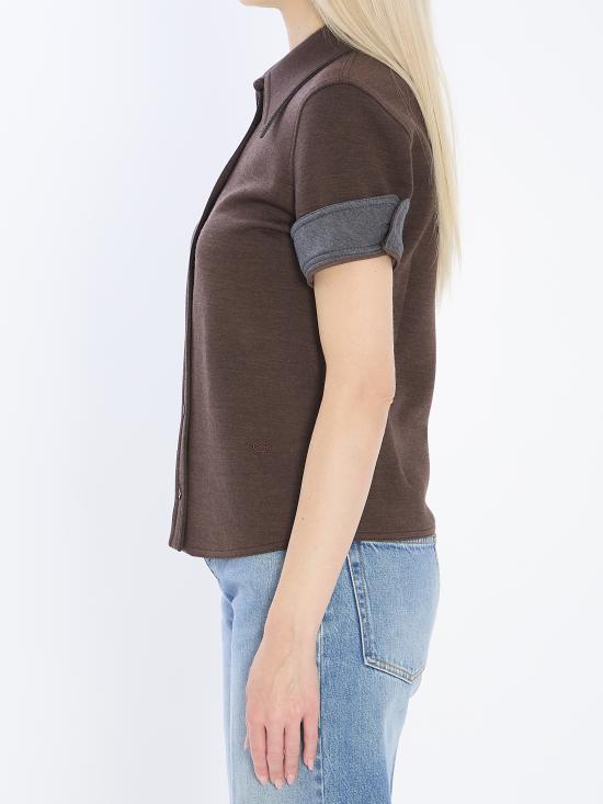 25FW 구찌 울 코튼 저지 셔츠 836442Z7AXV 2063 BROWN - GUCCI