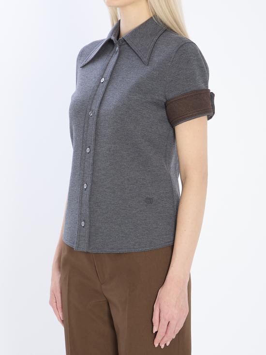 25FW 구찌 울 코튼 저지 셔츠 울 코튼 저지  836442Z7AY9 1088 GREY - GUCCI