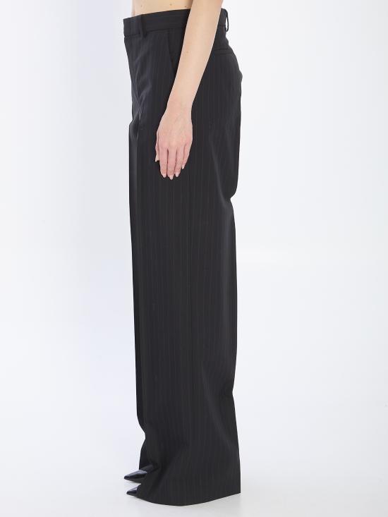 25FW 구찌 핀스트라이프 구찌 울 자카드 팬츠 839329Z7AT1 1152 BLACK - GUCCI