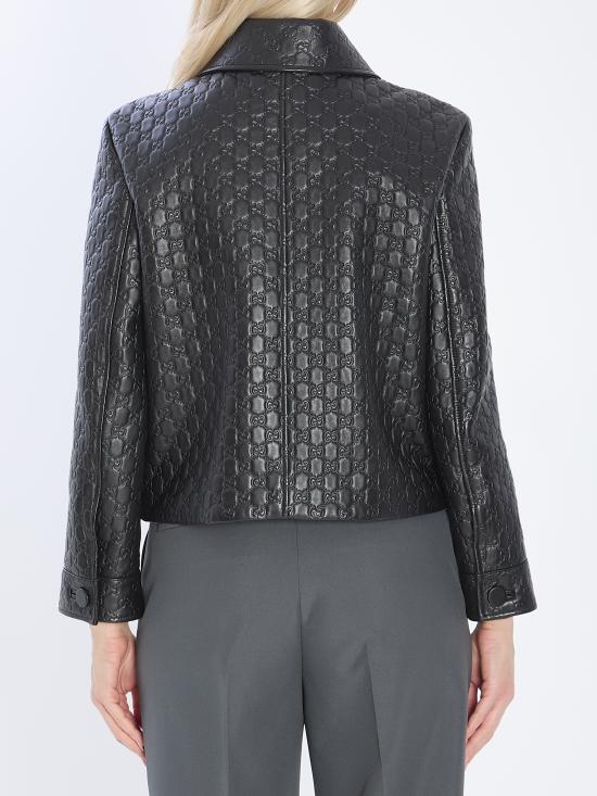 25FW 구찌 포인티드 칼라 버튼 가죽 재킷 834308XNA4F 1000 BLACK - GUCCI