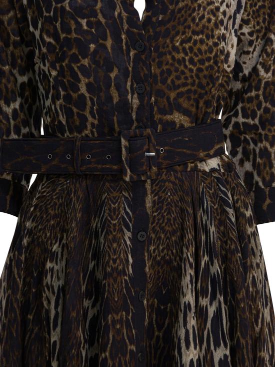 25FW 사만다 성 미디 원피스 ASTERCOLOMBOLEOPARDBIGSEPIA BROWN - SAMANTHA SUNG