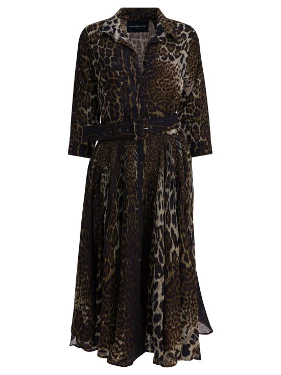 25FW 사만다 성 미디 원피스 ASTERCOLOMBOLEOPARDBIGSEPIA BROWN