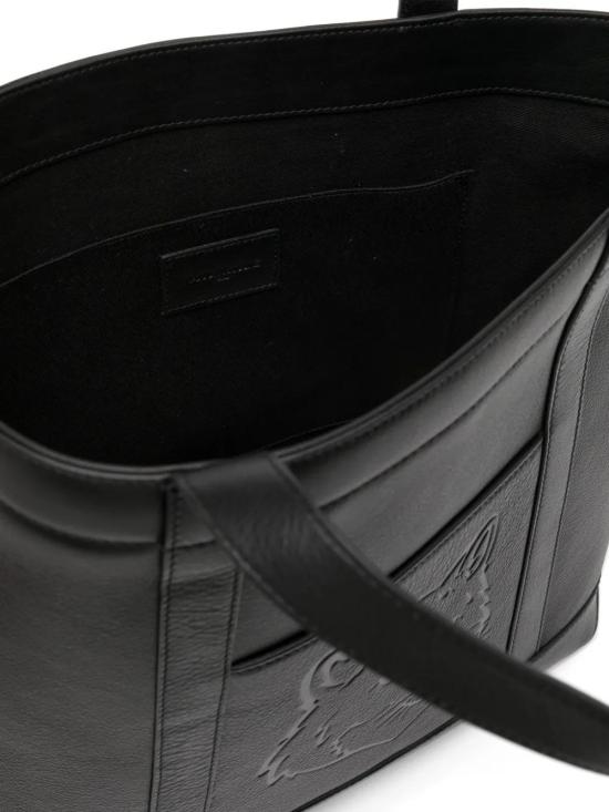 25SS 메종키츠네 폭스 헤드 레더 미디움 토트백 OW05110LC0045 P199 BLACK - MAISON KITSUNE