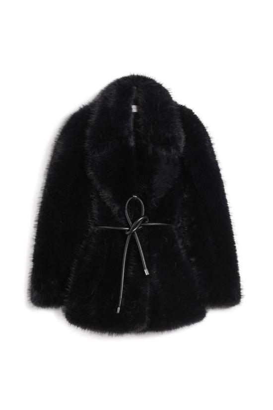 25FW 스포트막스 ROSARIA 로사리아 포 퍼 코트 Rosaria 로사리아 퍼 이펙트 벨티드 헤비 자켓 2522906012600001 Black