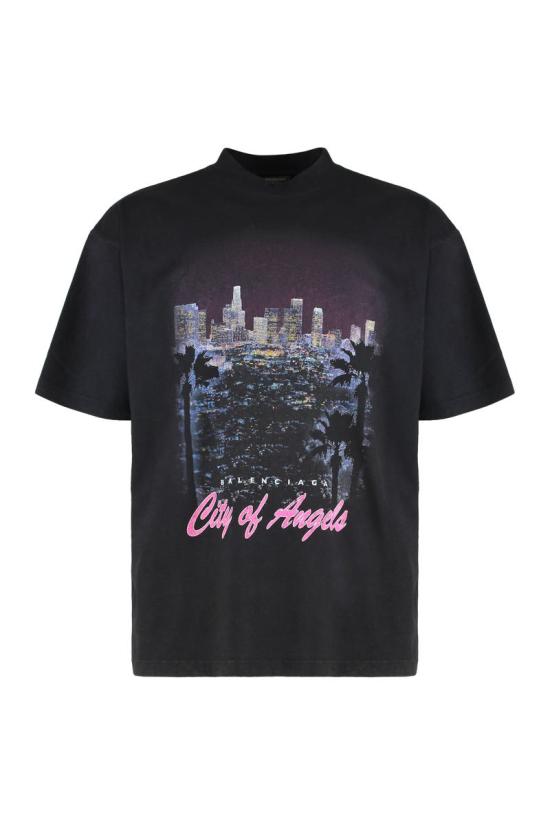 25FW 발렌시아가 반팔 티셔츠 764235TSVR2 1041 Black