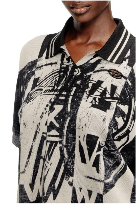 25FW 디젤 M Oliba 아트 프린트 폴로 셔츠 A19666 0NKCJ9XX Black - DIESEL