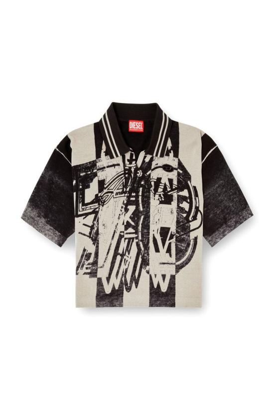 25FW 디젤 M Oliba 아트 프린트 폴로 셔츠 A19666 0NKCJ9XX Black
