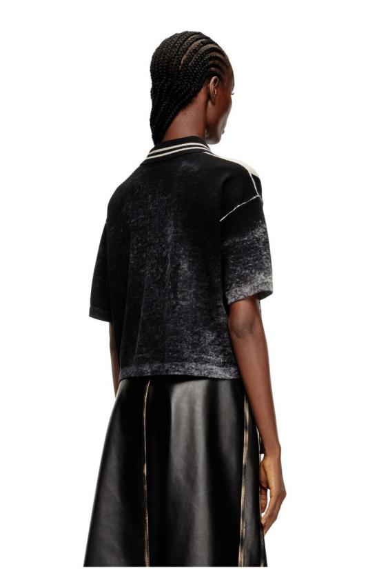 25FW 디젤 M Oliba 아트 프린트 폴로 셔츠 A19666 0NKCJ9XX Black - DIESEL