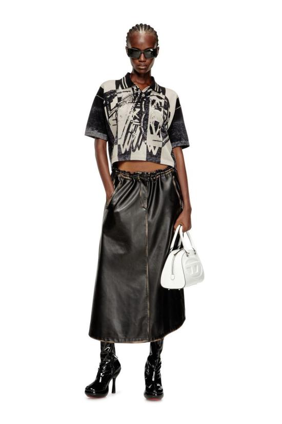 25FW 디젤 M Oliba 아트 프린트 폴로 셔츠 A19666 0NKCJ9XX Black - DIESEL