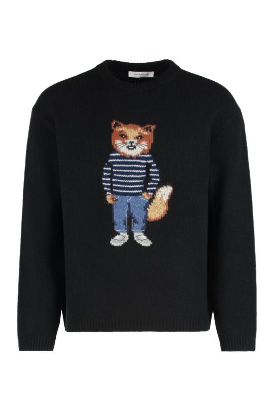 25FW 메종키츠네 드레스드 폭스 인타르시아 울 스웨터 PM00806KH0002 P199 Black