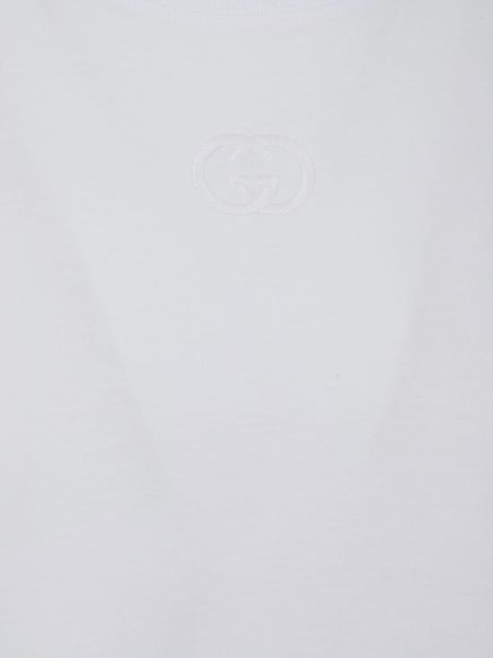 25FW 구찌 로고 자수 코튼 저지 반팔 티셔츠 837959XJHJR 9692 WHITE MIX - GUCCI