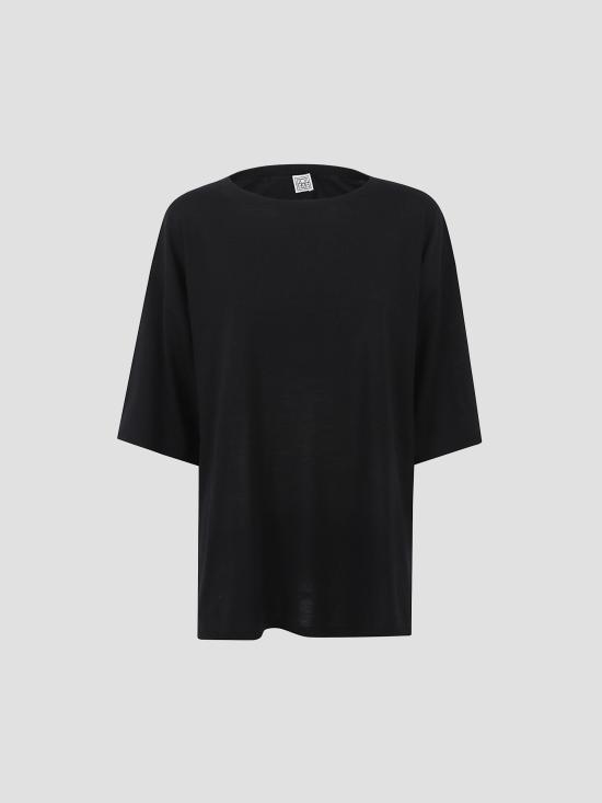 25FW 토템 반팔 티셔츠 254WRT0620YA0211 001 BLACK