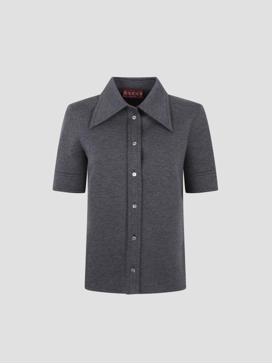 25FW 구찌 울 코튼 저지 셔츠 836442Z7AY9 1088 STONE GREY