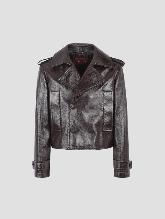 25FW 구찌 샤이니 레더 바이커 재킷 847580XNBAX 2073 DARK GIANDUIA