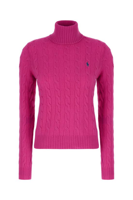 25FW 폴로 랄프로렌 울 캐시미어 케이블 니트 터틀넥 211888686 020 CARMINE PINK