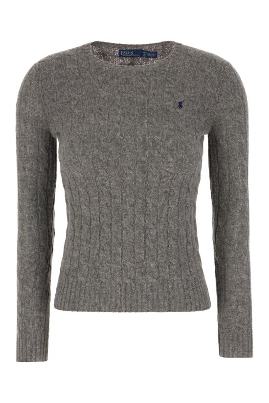 26FW 폴로 랄프로렌 폴로 자수 케이블 니트 스웨터 211971865 501 GREY HEATHER