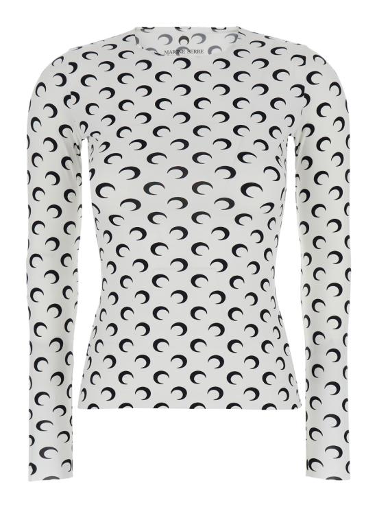 25FW 마린세르 크레센트 문 프린트 긴팔 티셔츠 WTS006ACJER0001WH00 WHITE DOM
