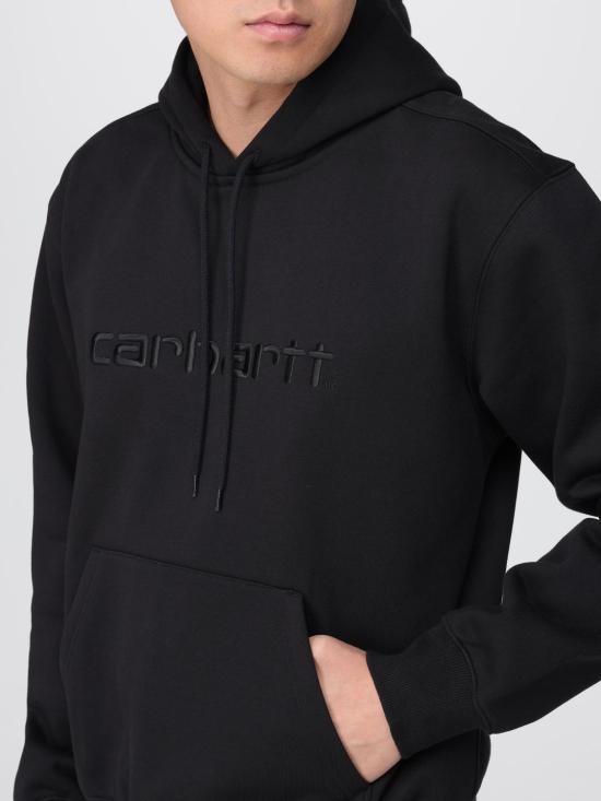 26FW 칼하트 WIP 로고 후드 티셔츠 I030547 00EXX BLACK DOM - CARHARTT WIP