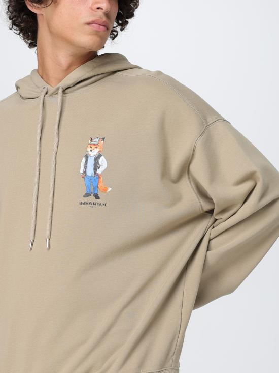 25FW 메종키츠네 드레스드 폭스 오버사이즈 후드 티셔츠 PM00707KM03400302 CONCRETE BEIGE DOM - MAISON KITSUNE