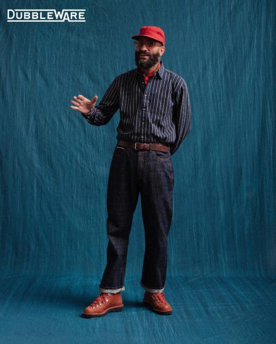 DUBBLEWARE 긴팔 셔츠 더블웨어 빈티지 B.D.  데님 스트라이프 인디고 - DUBBLEWARE
