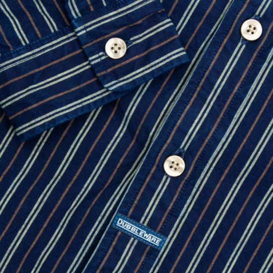  DUBBLEWARE 긴팔 셔츠 더블웨어 빈티지 B.D.  데님 스트라이프 인디고 - DUBBLEWARE